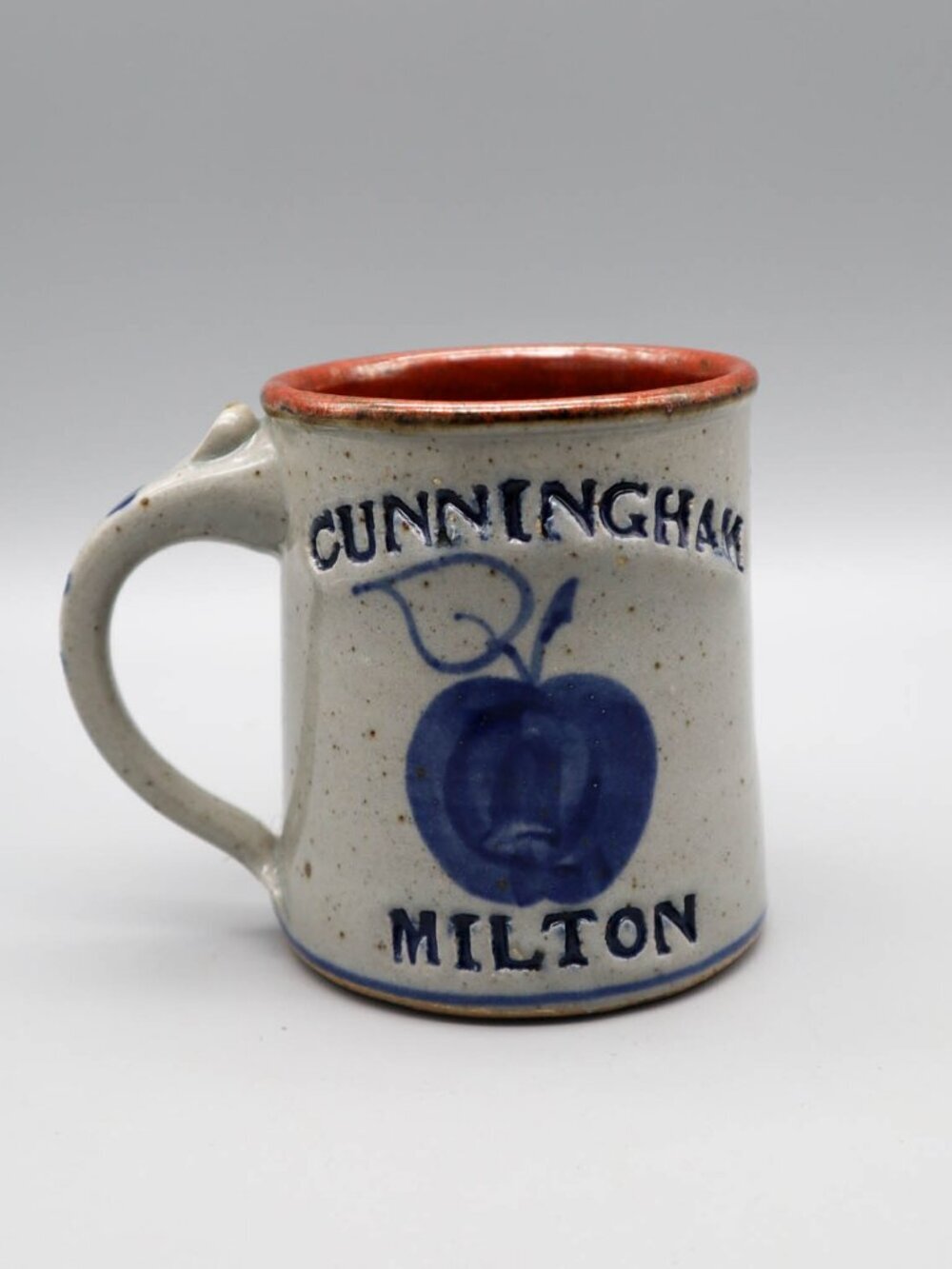 Vtg Harvey Grandville Hollow Pottery Salt Glazed Mug Cunningham School Milton MA